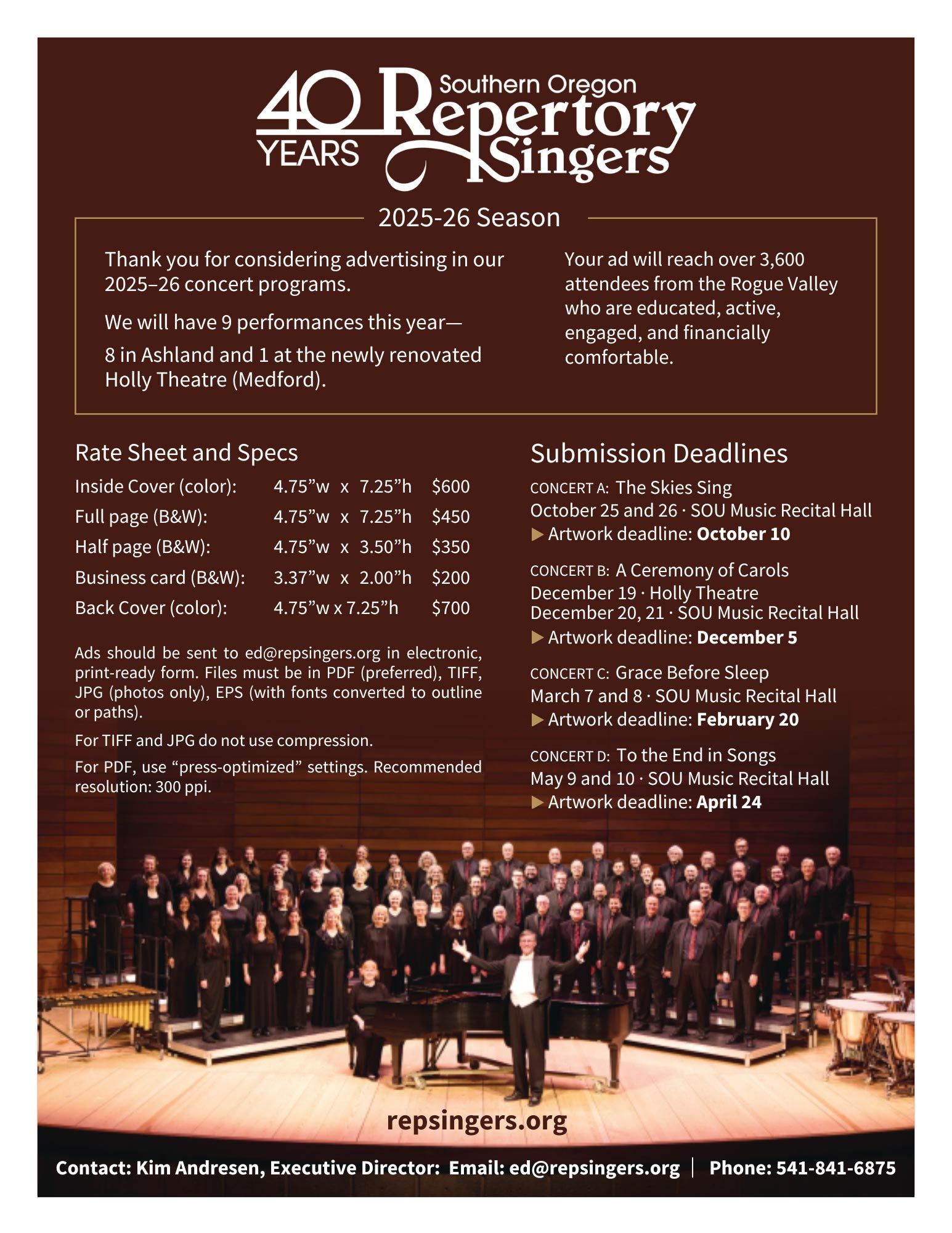 Advertising Rate Sheet for 2025-26 Concert Season